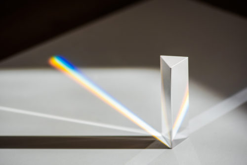 fused silica prism with light